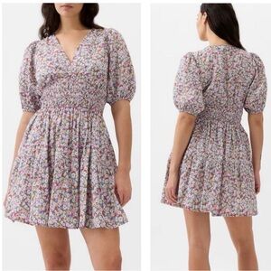 Gap Ditsy Floral Puff Sleeve Smocked Waist Mini Dress 100% Cotton | Size: XL